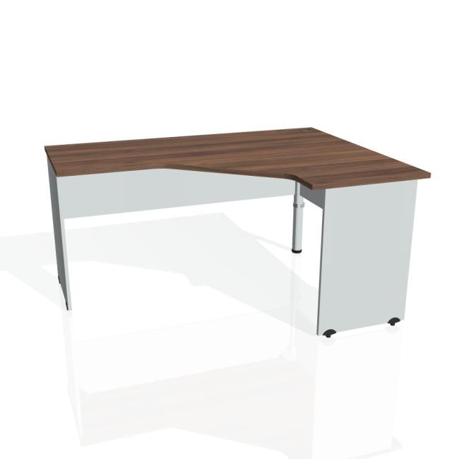 [ON016378] Gate-Schreibtisch, ergonomisch, links, 160x75,5x120 cm, Walnuss/Grau