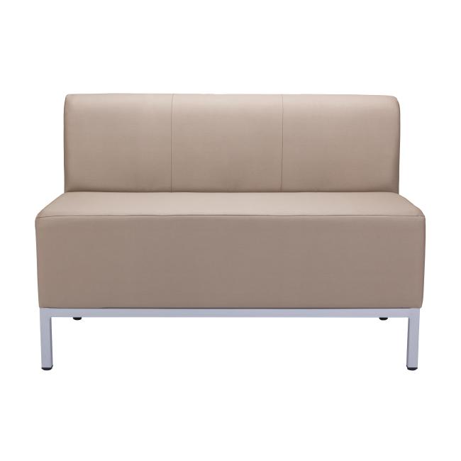 [AB010171] Doppelsessel Steve, vollgepolstert, Breite 118 cm, medizinisches Öko-Leder beige KN0020, graues Gestell