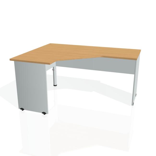 Gate-Schreibtisch, ergonomisch, rechts, 160x75,5x120 cm, Buche/grau
