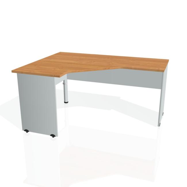 Gate-Schreibtisch, ergonomisch, rechts, 160x75,5x120 cm, Erle/Grau