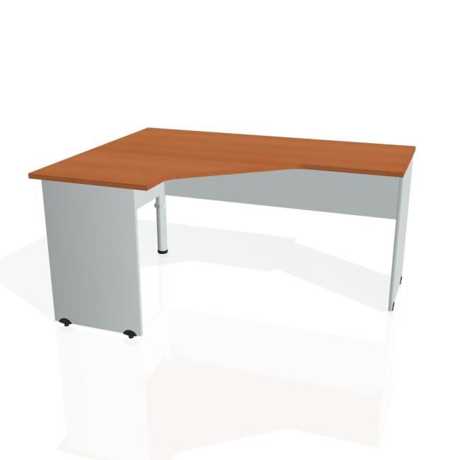 [ON016458] Gate-Schreibtisch, ergonomisch, rechts, 160x75,5x120 cm, Kirsche/Grau