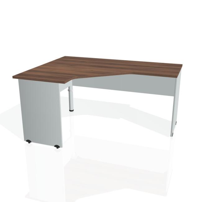 [ON016478] Gate-Schreibtisch, ergonomisch, rechts, 160x75,5x120 cm, Walnuss/Grau