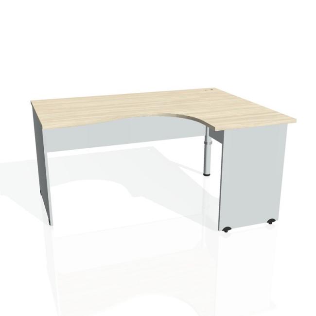 [ON016518] Gate-Schreibtisch, ergonomisch, links, 160x75,5x120 cm, Akazie/grau