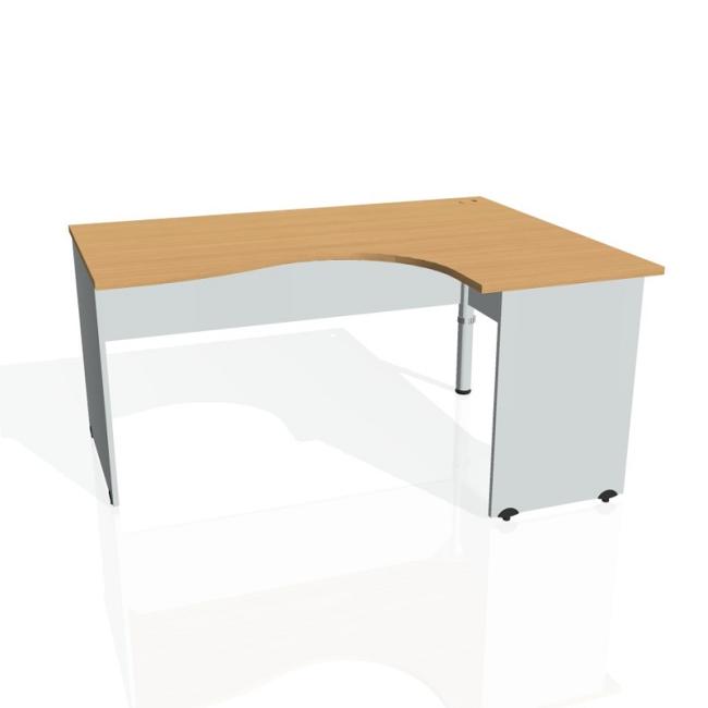 [ON016528] Schreibtischgitter, ergonomisch, links, 160x75,5x120 cm, Buche/grau