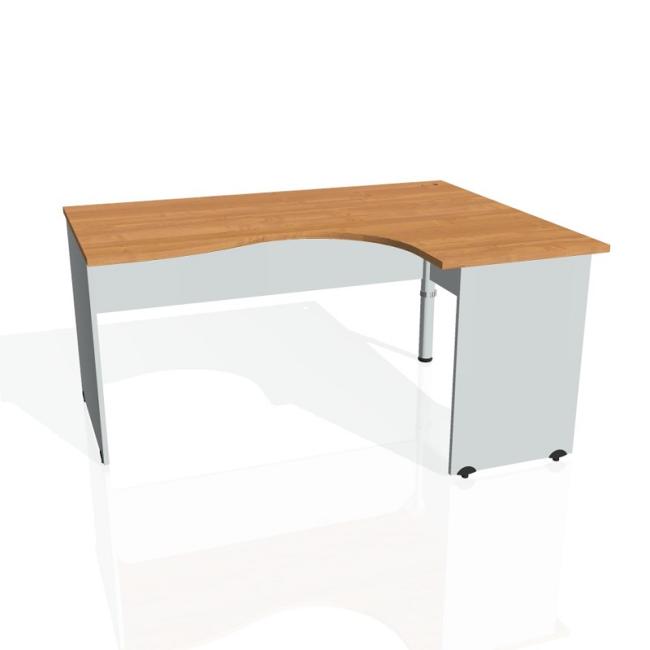 Gate-Schreibtisch, ergonomisch, links, 160x75,5x120 cm, Erle/Grau