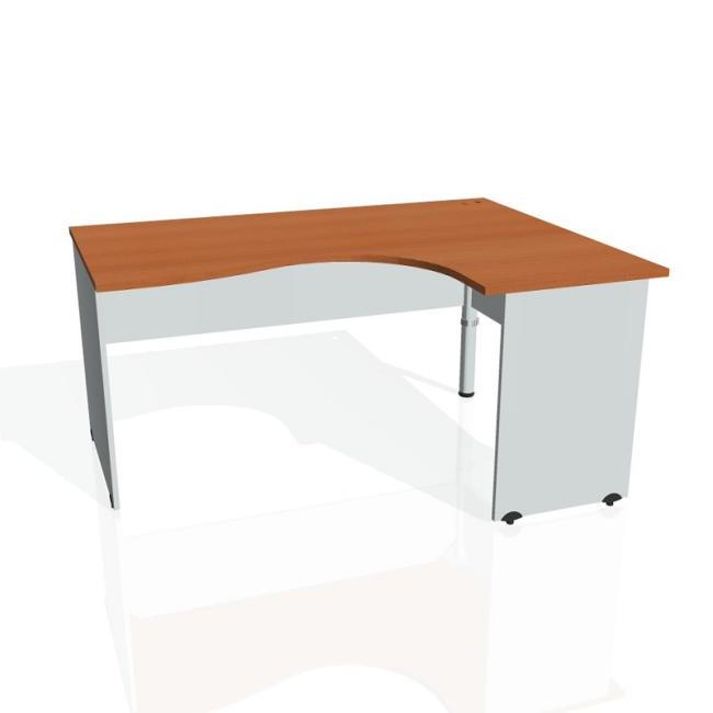 [ON016558] Schreibtischgitter, ergonomisch, links, 160x75,5x120 cm, Kirsche/Grau