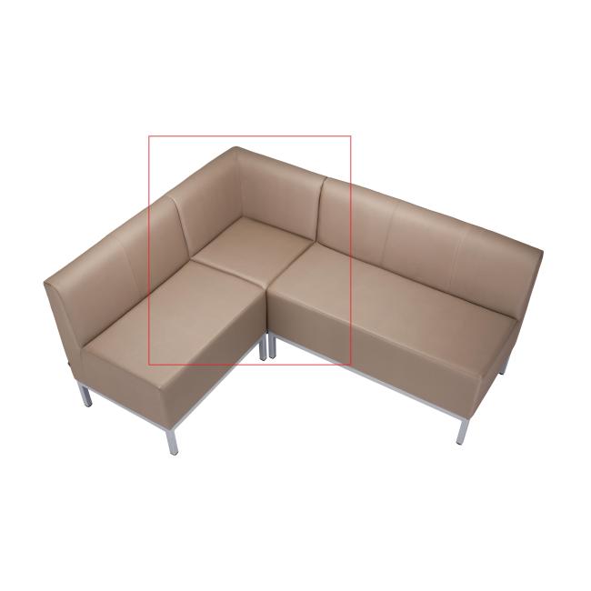 [AB010173] Eckelement Steve, vollgepolstert, Breite 80 cm, medizinisches Öko-Leder beige KN0020, graue Konstruktion