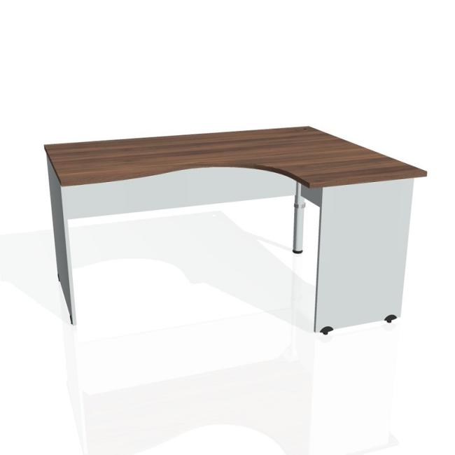 [ON016578] Gate-Schreibtisch, ergonomisch, links, 160x75,5x120 cm, Walnuss/Grau