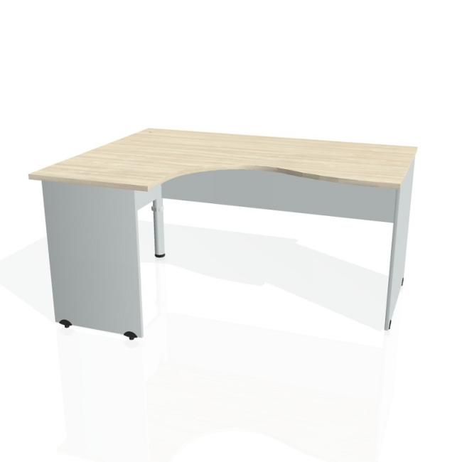 Gate-Schreibtisch, ergonomisch, rechts, 160x75,5x120 cm, Akazie/grau