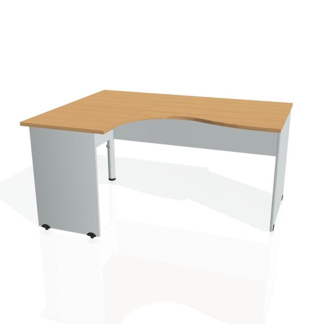 [ON016628] Gate-Schreibtisch, ergonomisch, rechts, 160x75,5x120 cm, Buche/grau