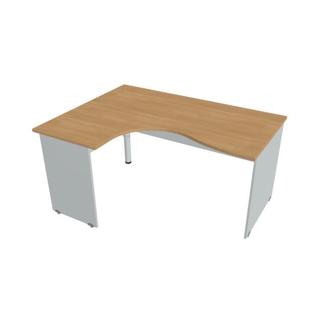 [ON016648] Gate-Schreibtisch, ergonomisch, rechts, 160x75,5x120 cm, Eiche/Grau