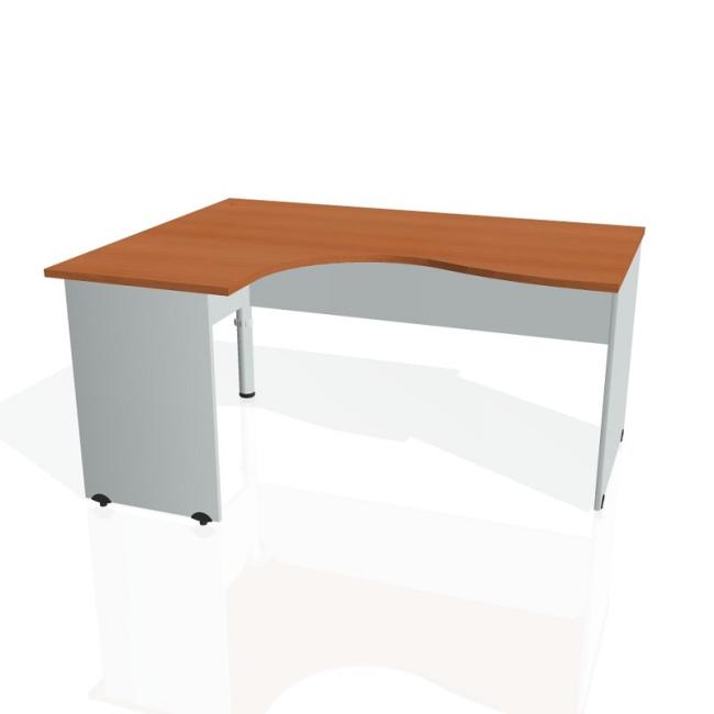 Gate-Schreibtisch, ergonomisch, rechts, 160x75,5x120 cm, Kirsche/Grau