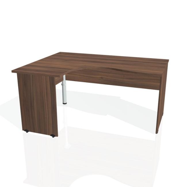 [ON016677] Gate-Schreibtisch, ergonomisch, rechts, 160 x 75,5 x 120 cm, Nussbaum/Nussbaum