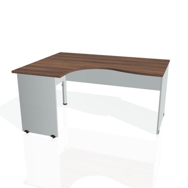[ON016678] Gate-Schreibtisch, ergonomisch, rechts, 160x75,5x120 cm, Walnuss/Grau