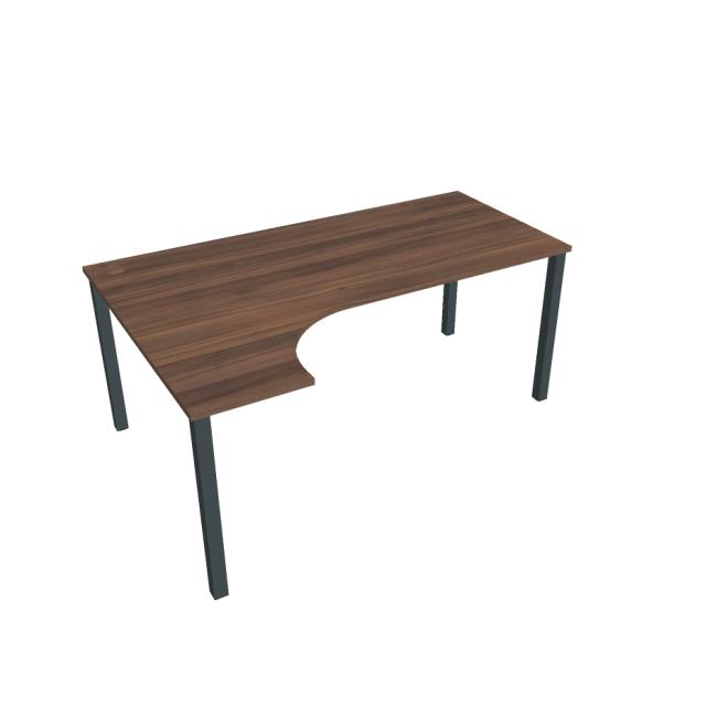 [ON018172] Schreibtisch Uni, ergo, rechts, 180x75,5x120 cm, Walnuss/Schwarz