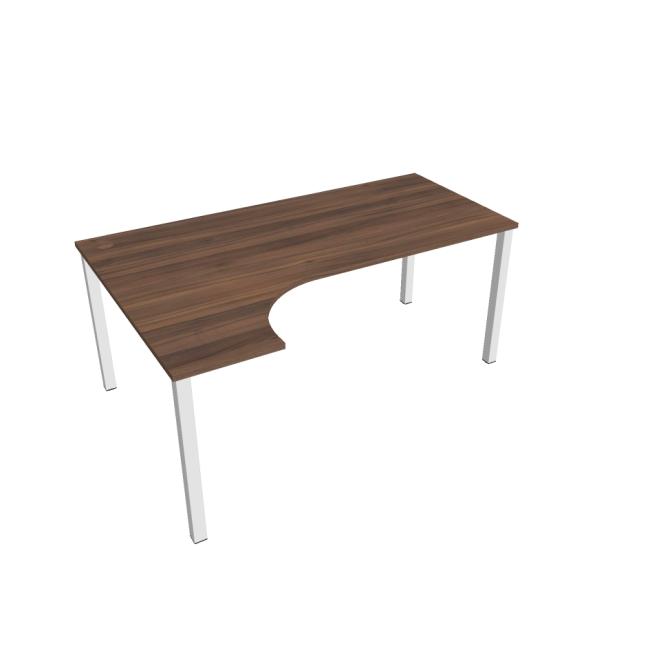 [ON018174] Schreibtisch Uni, ergo, rechts, 180x75,5x120 cm, Nussbaum/Weiß