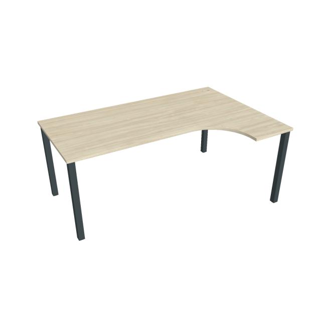 Schreibtisch Uni, ergonomisch, links, 180x75,5x120 cm, Akazie/schwarz