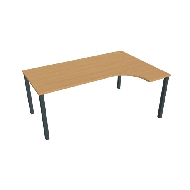 Schreibtisch Uni, ergonomisch, links, 180x75,5x120 cm, Buche/schwarz