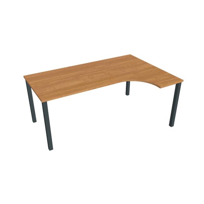 Schreibtisch Uni, ergonomisch, links, 180x75,5x120 cm, Erle/schwarz