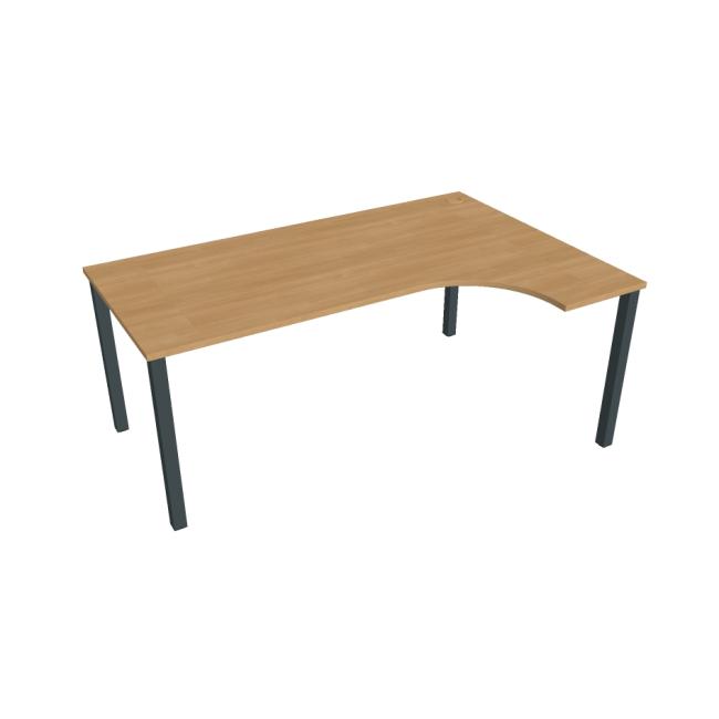 Schreibtisch Uni, ergonomisch, links, 180x75,5x120 cm, Eiche/schwarz