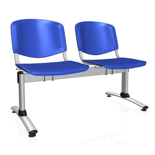 [AB010400] 2-Sitzer-Bank Imperia, graues Gestell, blauer Kunststoff