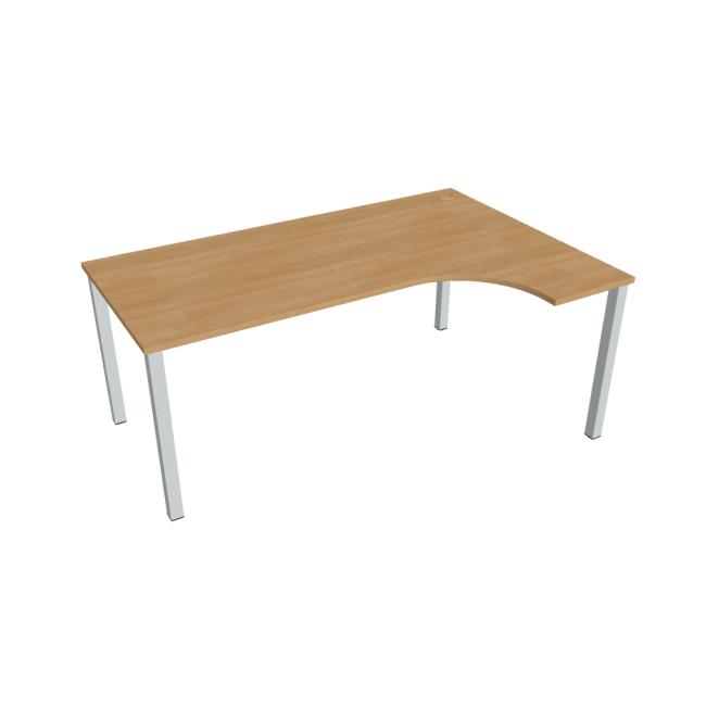 Schreibtisch Uni, ergo, links, 180x75,5x120 cm, Eiche/Grau