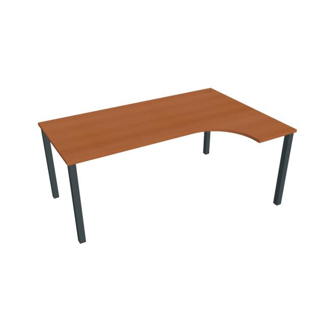 Schreibtisch Uni, ergonomisch, links, 180x75,5x120 cm, Kirsche/Schwarz