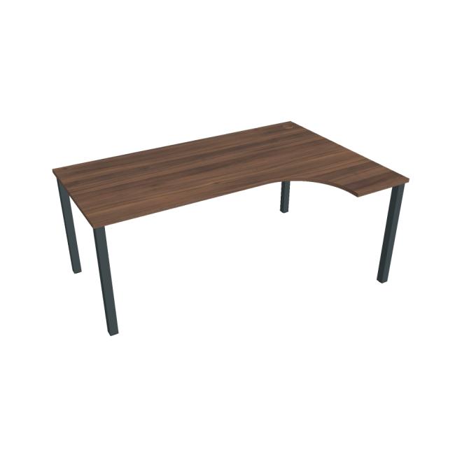 Schreibtisch Uni, ergonomisch, links, 180x75,5x120 cm, Walnuss/Schwarz
