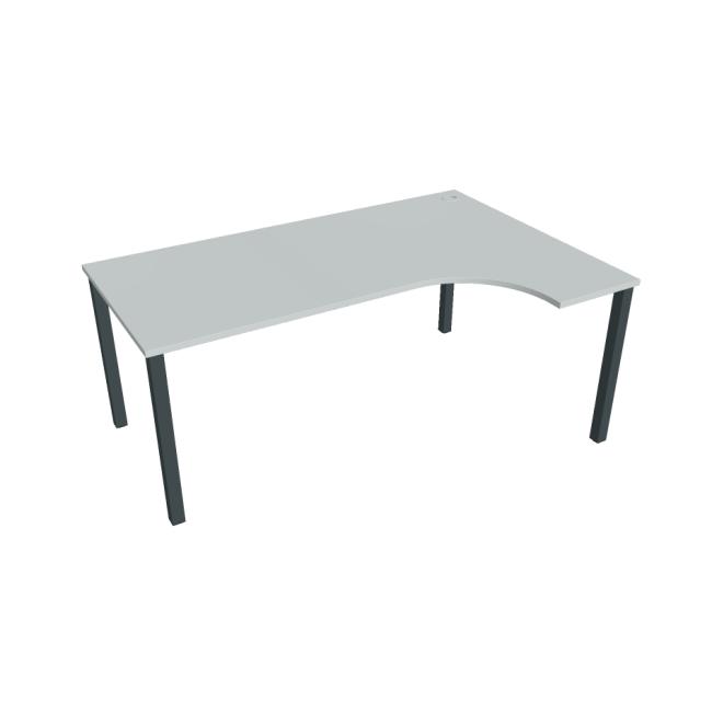 Schreibtisch Uni, ergo, links, 180x75,5x120 cm, grau/schwarz
