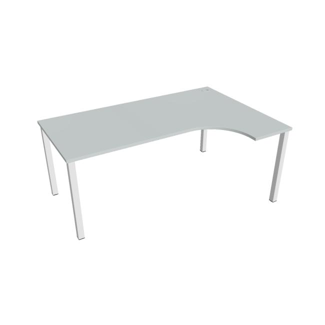 Schreibtisch Uni, ergo, links, 180x75,5x120 cm, grau/weiß