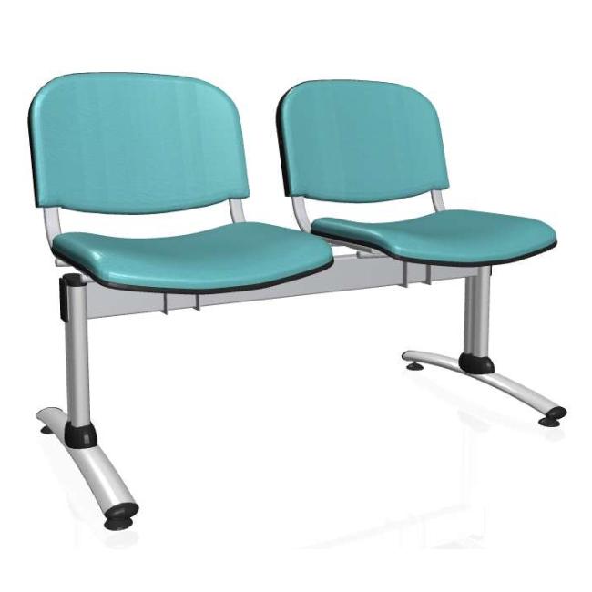 [AB010403] 2-Sitzer-Bank Imperia, graues Gestell, gesundheitsschonendes Öko-Leder KN0061 blau