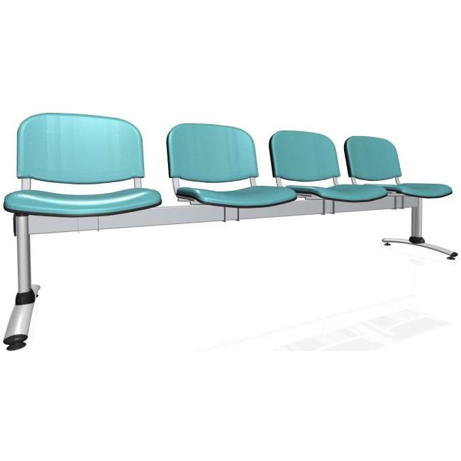 [AB010407] 4-Sitzer-Bank Imperia, graues Gestell, gesundheitsschonendes Öko-Leder KN0061 blau