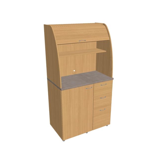 Küchenzeile mit Kühlschrank, rechts, 100 x 189,1 x 60 cm, Buche/Buche