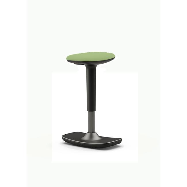 Balancehocker LEO, höhenverstellbar, schwarzes Gestell, Bondai 7032 grüner Stoff