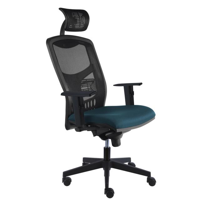 [AB201683] Bürostuhl York Net, E-SY+ PDH+ Armlehnen blaugrau