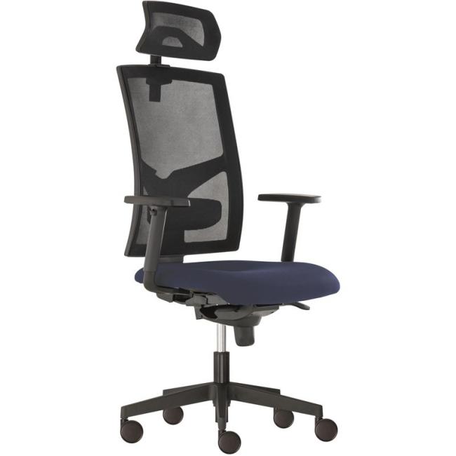 Bürostuhl GAME Boss SYN blau (Bombay 37) + verstellbare Rückenlehne + Armlehnen P44