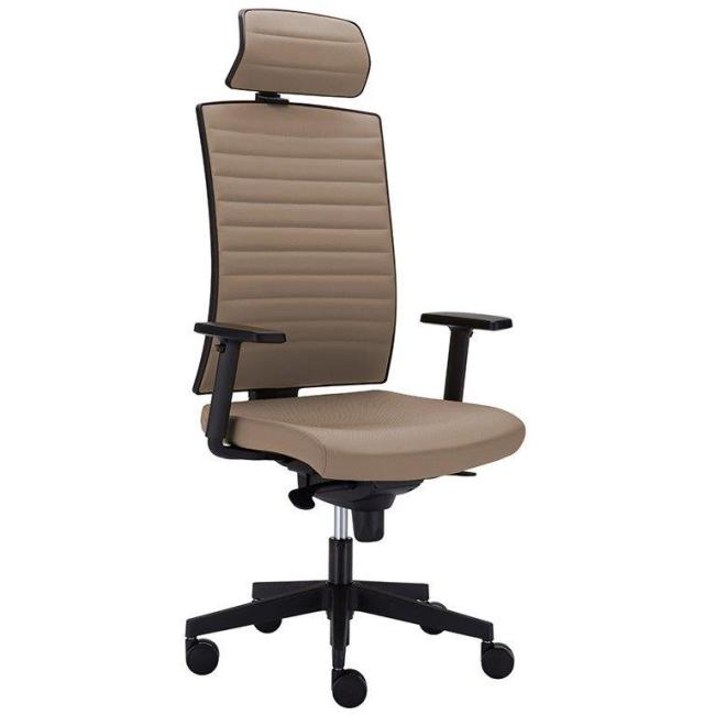 Bürostuhl GAME VIP, vollgepolstert, T-Synchronmechanik, PDH 3D-gesteppt, Armlehnen P51, Lucky 1021 beige