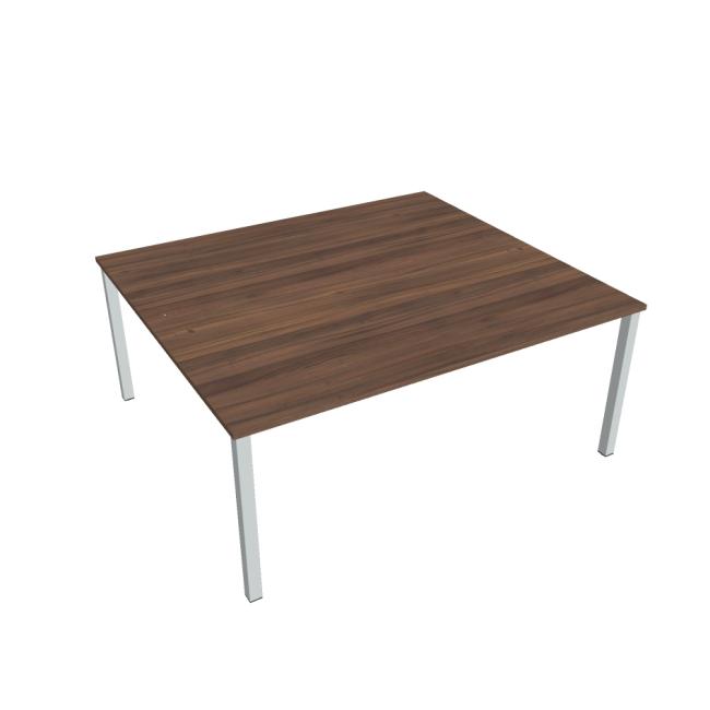 [ON118073] Schreibtisch Uni, Doppeltisch, 180x75,5x160 cm, Walnuss/Grau