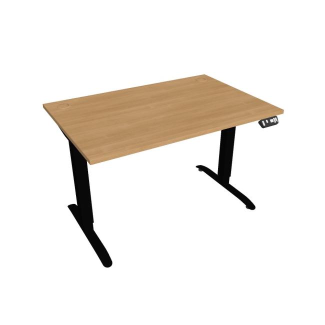 Schreibtisch Motion, PO, 2S, 120x70,5-120,5x80 cm, Eiche/Schwarz