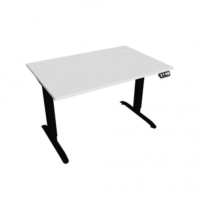 Desk Motion, PO, 2S, 120x70,5-120,5x80 cm, weiß/schwarz