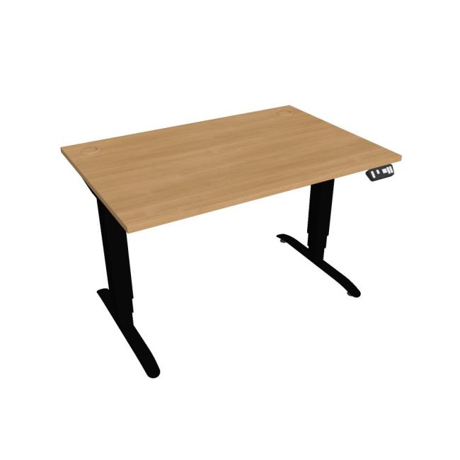 Schreibtisch Motion, PO, 3S, 120x61 - 128x80 cm, Eiche/Schwarz