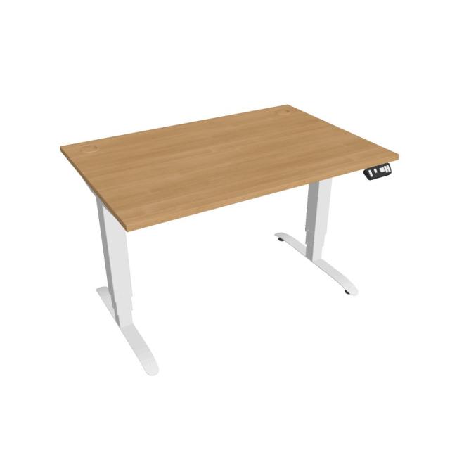[ON120643] Schreibtisch Motion, PO, 3S, 120x61 - 128x80 cm, Eiche/Weiß