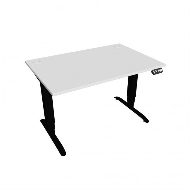 Desk Motion, PO, 3S, 120x61 - 128x80 cm, weiß/schwarz