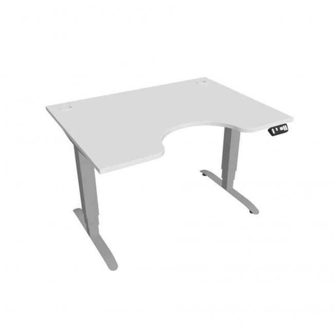 Motion Ergo Schreibtisch, PO, 3S, 120x61-128x90 cm, weiß/grau