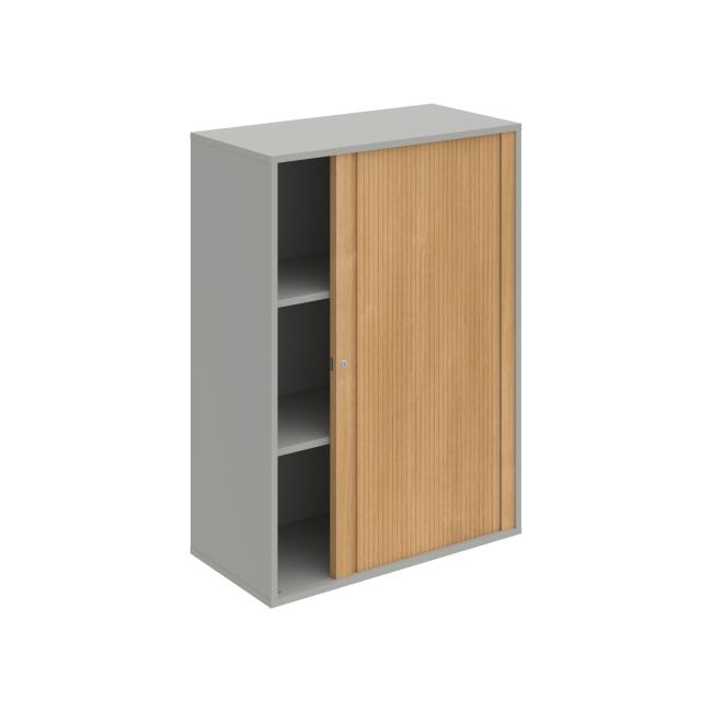 Regalschrank DRIVE, 80x111x40 cm Eiche/Grau, abschließbar