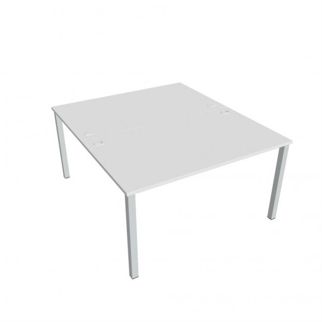 [ON140292] Schreibtisch Uni, Doppeltisch, 140x75,5x160 cm, weiß/grau