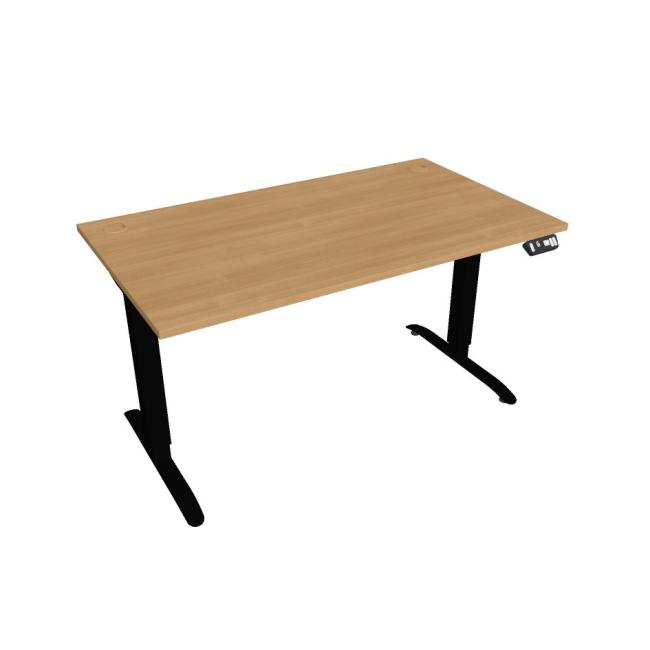 [ON140641] Schreibtisch Motion, PO, 2S, 140x70,5-120,5x80 cm, Eiche/Schwarz