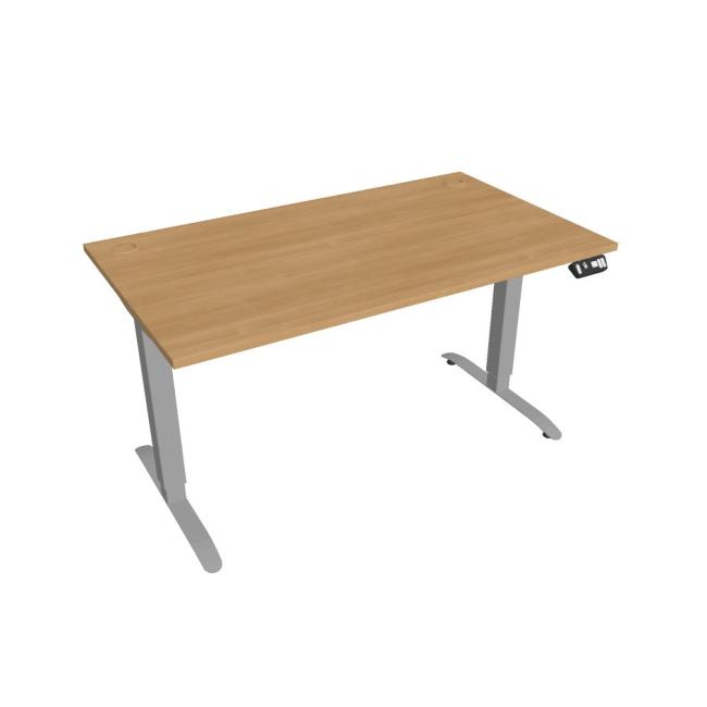 [ON140642] Schreibtisch Motion, PO, 2S, 140x70,5-120,5x80 cm, Eiche/Grau