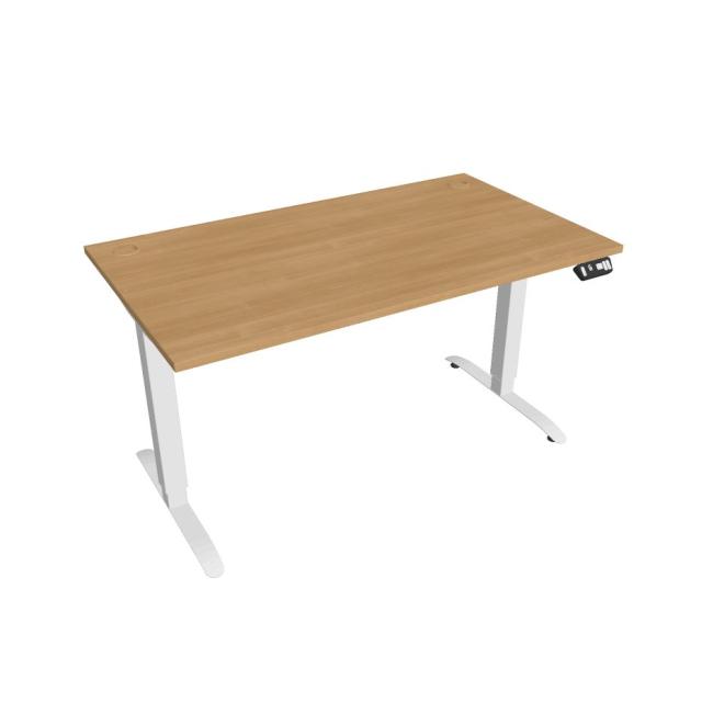 Schreibtisch Motion, PO, 2S, 140x70,5-120,5x80 cm, Eiche/Weiß