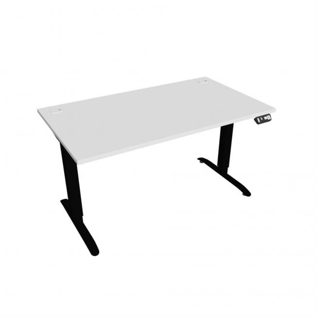Desk Motion, PO, 2S, 140x70,5-120,5x80 cm, weiß/schwarz